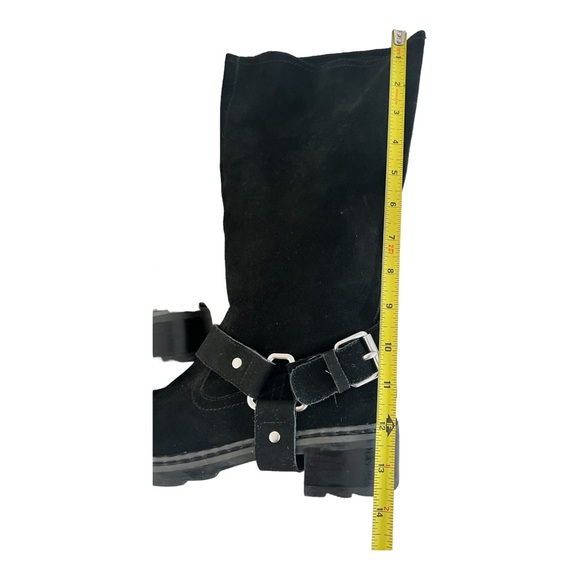 Moto boots black suede mid calf Nine West size 6.5 m - Picture 10 of 11